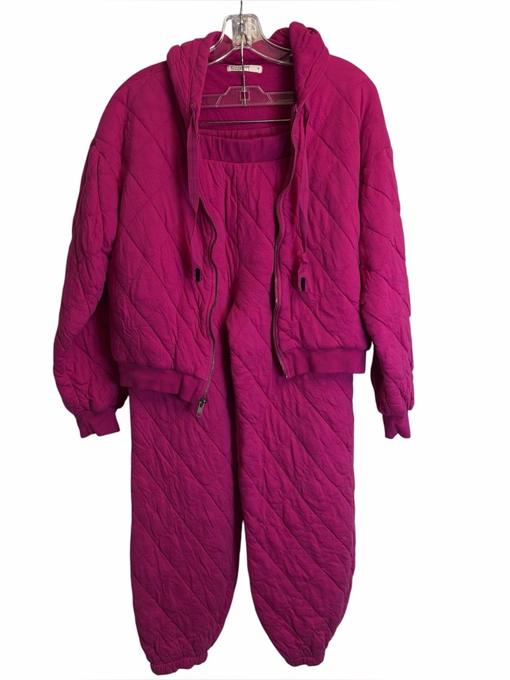 Stateside Pink Quilted Hoodie and Quilted Jogger Set